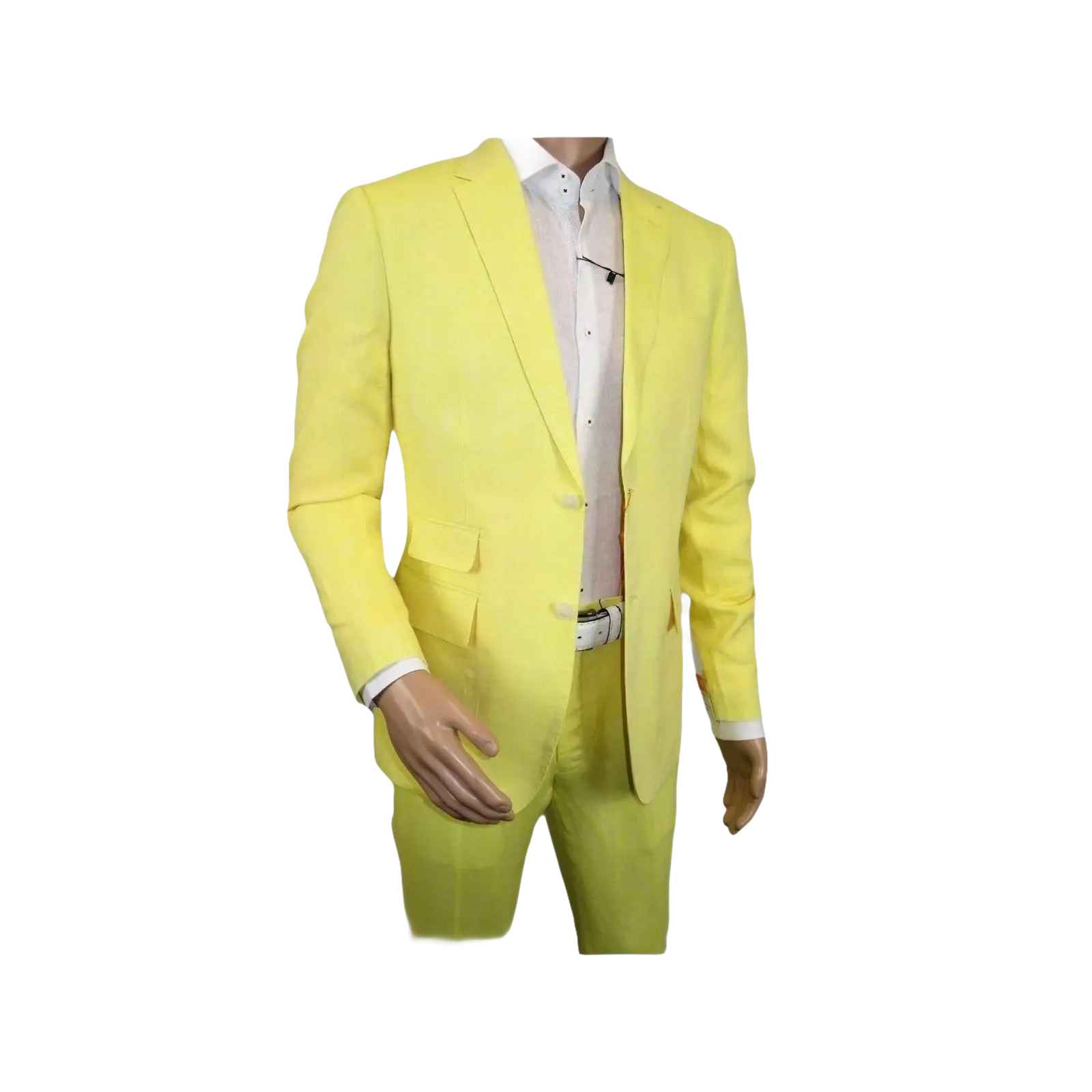 Men Premium 100% Linen Cocktail Suit by INSERCH Breathable and cool SU880 Yellow - J.Valintin Men's Wear Legend - 100654