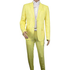Men Premium 100% Linen Cocktail Suit by INSERCH Breathable and cool SU880 Yellow - J.Valintin Men's Wear Legend - 100654
