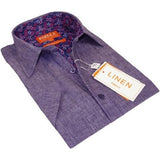 Men Premium Quality Soft Linen Sports Shirt INSERCH Short Sleeves SS717 Purple - J.Valintin Men's Wear Legend - 100722