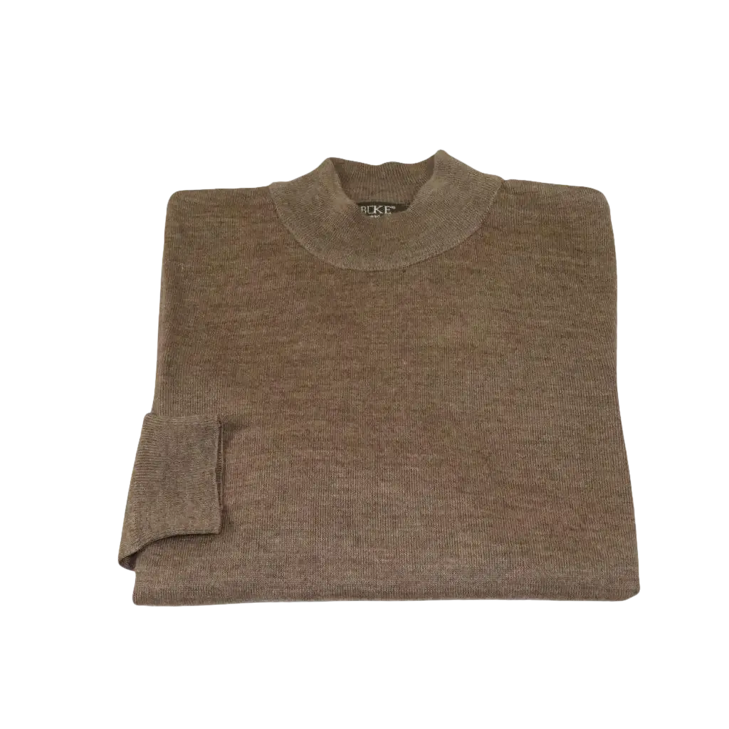 Men PRINCELY Soft Comfort Merinos Wool Sweater Knits Mock 1011 - 00 Taupe - J.Valintin Men's Wear Legend - 1011 - 00 Taupe - M