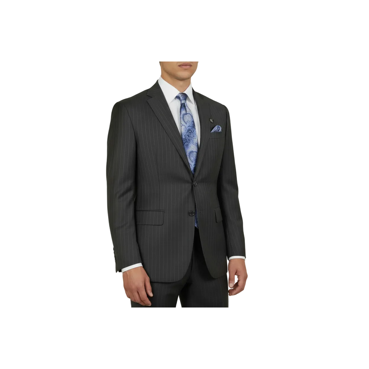 Men RALPH LAUREN Suit Wool Blend Two Button Classic Pinstripe Formal 0151 Gray