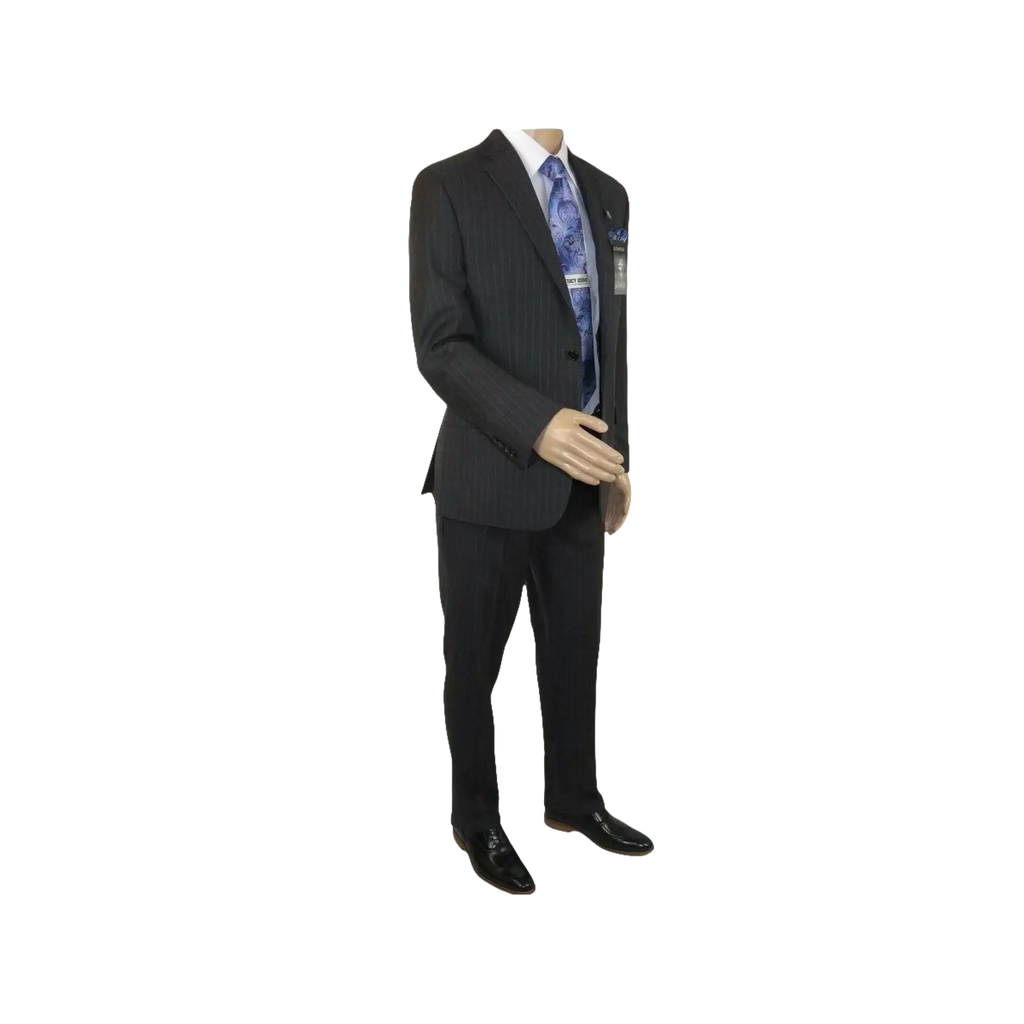 Men RALPH LAUREN Suit Wool Blend Two Button Classic Pinstripe Formal 0151 Gray - J.Valintin Men's Wear Legend - 18241