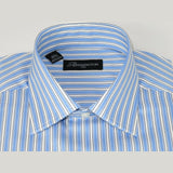 Men Reddington 100% Cotton Dress Sports shirt Regular Modern fit 175 Blue Stripe - J.Valintin Men's Wear Legend - 4420