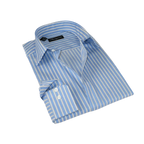 Men Reddington 100% Cotton Dress Sports shirt Regular Modern fit 175 Blue Stripe - J.Valintin Men's Wear Legend - 4420