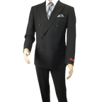 Men RENOIR Dressy Suit Separates Solid Slim Fit 201 - 1 Black Double Breasted - J.Valintin Men's Wear Legend - 201 - 1 DB - 36S