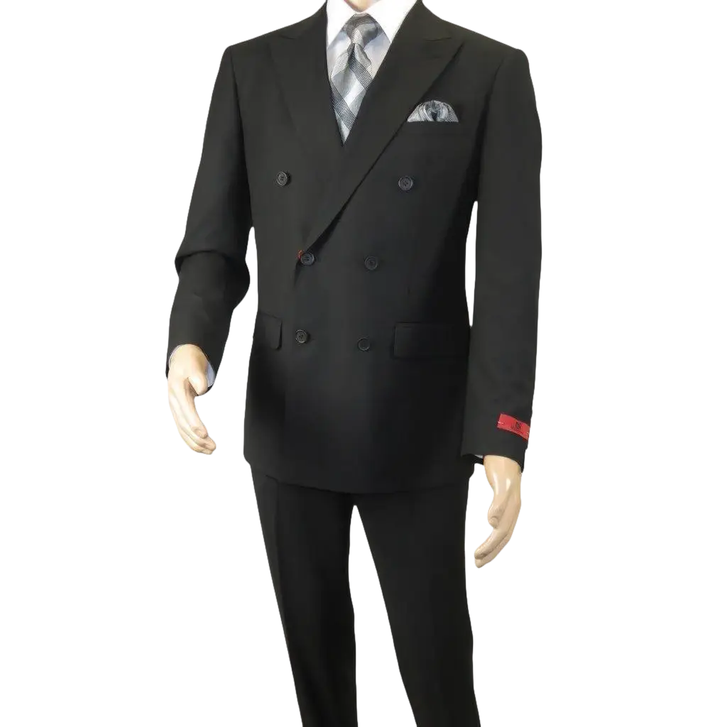 Men RENOIR Dressy Suit Separates Solid Slim Fit 201 - 1 Black Double Breasted - J.Valintin Men's Wear Legend - 201 - 1 DB - 36S