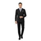 Men RENOIR Dressy Suit Separates Solid Slim Fit 201-1 Black Double Breasted