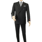 Men RENOIR Dressy Suit Separates Solid Slim Fit 201 - 1 Black Double Breasted - J.Valintin Men's Wear Legend - 201 - 1 DB - 36S