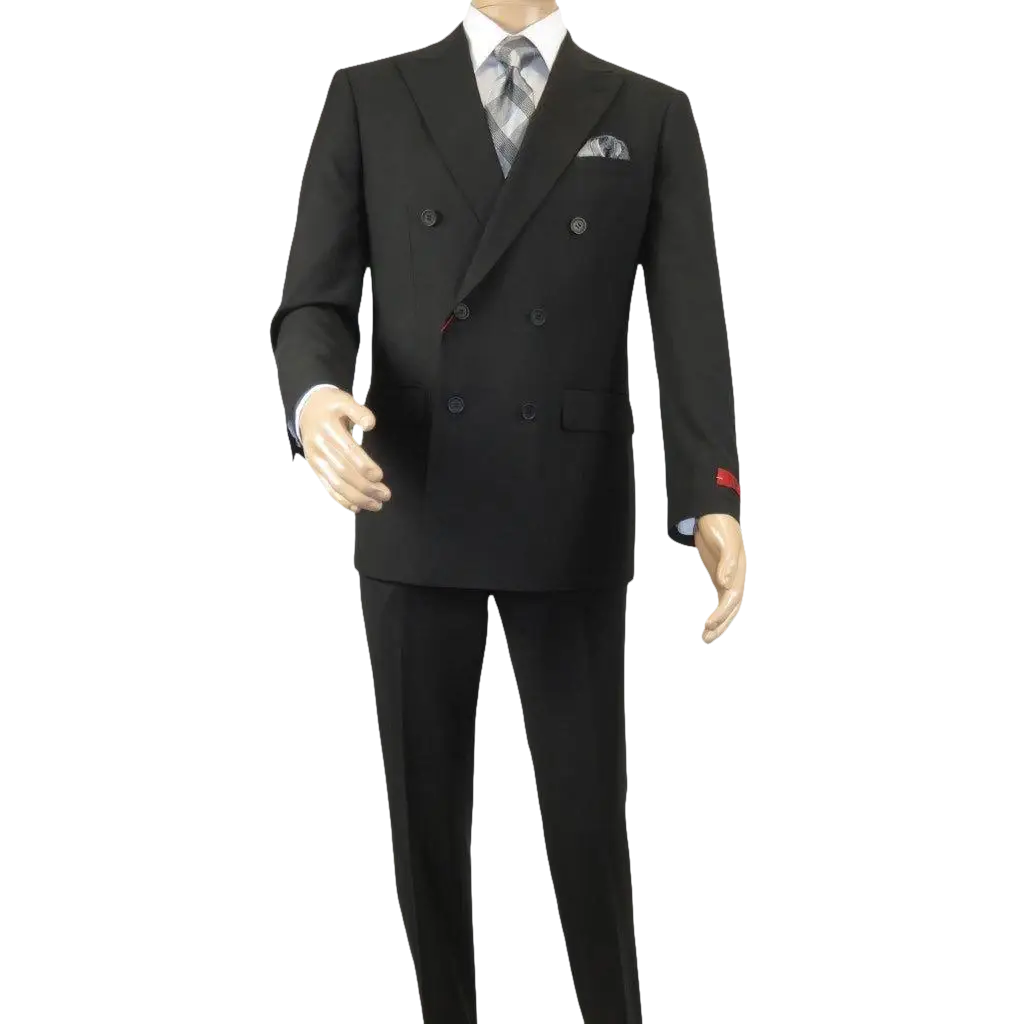 Men RENOIR Dressy Suit Separates Solid Slim Fit 201 - 1 Black Double Breasted - J.Valintin Men's Wear Legend - 201 - 1 DB - 36S
