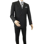 Men RENOIR Dressy Suit Separates Solid Slim Fit 201 - 1 Black Double Breasted - J.Valintin Men's Wear Legend - 201 - 1 DB - 36S