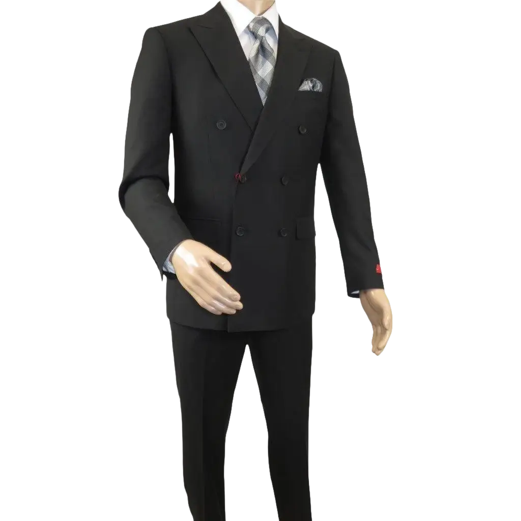 Men RENOIR Dressy Suit Separates Solid Slim Fit 201 - 1 Black Double Breasted - J.Valintin Men's Wear Legend - 201 - 1 DB - 36S