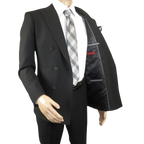 Men RENOIR Dressy Suit Separates Solid Slim Fit 201 - 1 Black Double Breasted - J.Valintin Men's Wear Legend - 201 - 1 DB - 36S