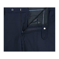 Men Renoir Flat Front Pants 100% Wool Super 140's Classic Fit 508 - 19 Navy Blue - J.Valintin Men's Wear Legend - 73911