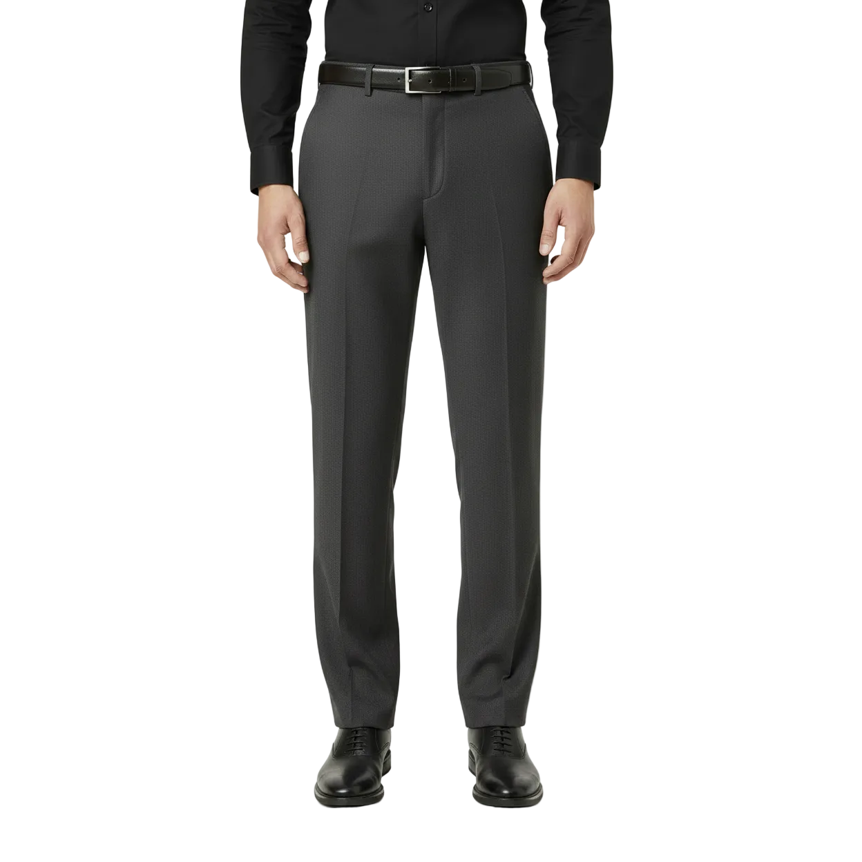Men Renoir Flat Front Pants 100% Wool Super 140's Classic Fit 555-3 Charcoal