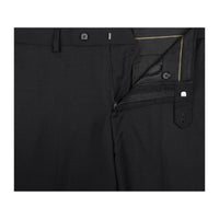 Men Renoir Flat Front Slacks 100% Soft Wool Super 140's Classic Fit 508 - 1 Black - J.Valintin Men's Wear Legend - 73898