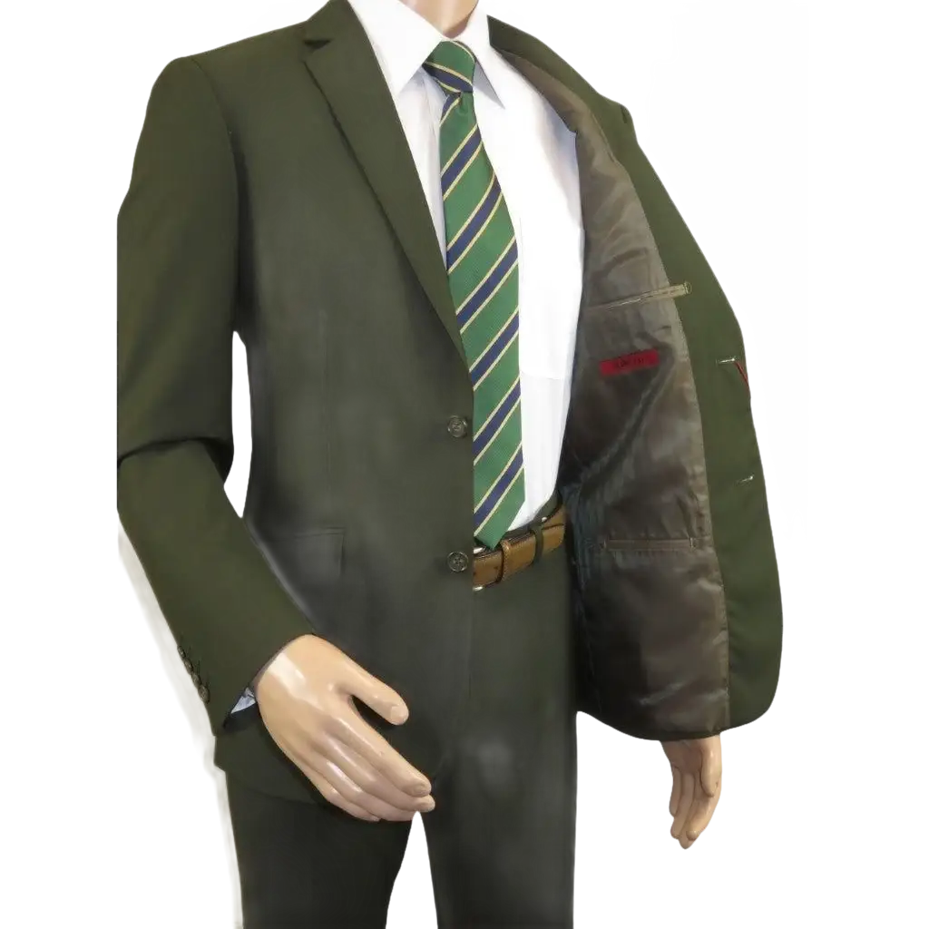 Men RENOIR Suit Seprates Solid 2 Button Business Formal Slim Fit 201 - 10 Olive - J.Valintin Men's Wear Legend - 201 - 10 Olive - 36S