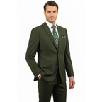 Men RENOIR Suit Seprates Solid 2 Button Business Formal Slim Fit 201-10 Olive