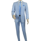 Men RENOIR suit Solid 2 Button Business Formal All Purpose Slim Fit 203 - 9 Blue - J.Valintin Men's Wear Legend - 97617