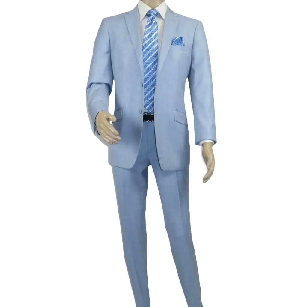 Men RENOIR suit Solid 2 Button Business Formal All Purpose Slim Fit 203 - 9 Blue - J.Valintin Men's Wear Legend - 97617