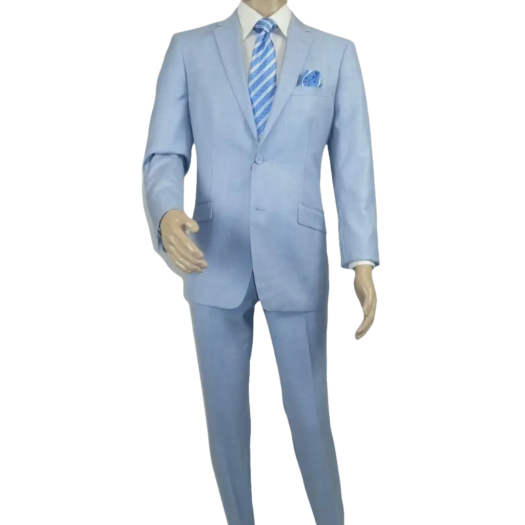 Men RENOIR suit Solid 2 Button Business Formal All Purpose Slim Fit 203 - 9 Blue - J.Valintin Men's Wear Legend - 97617