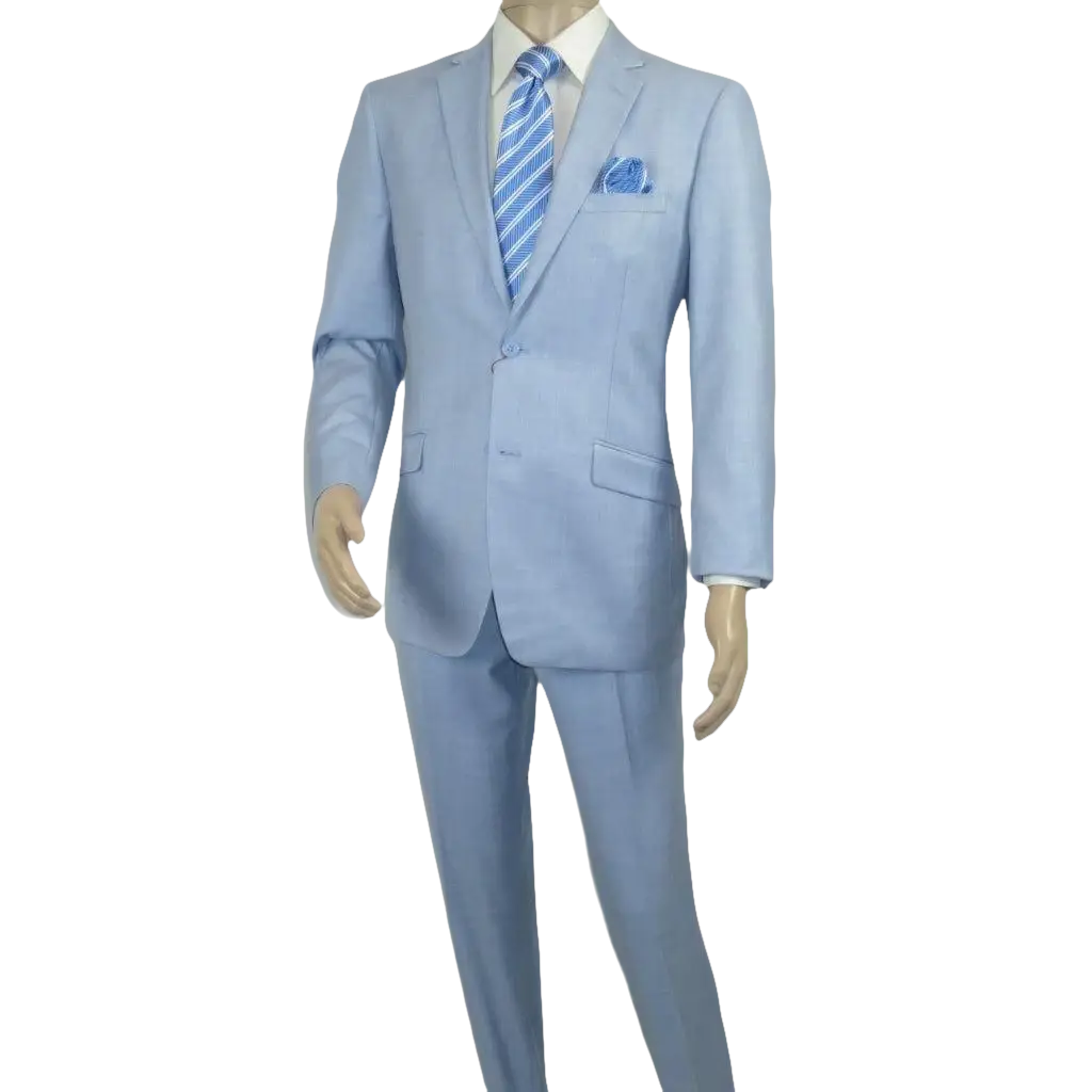 Men RENOIR suit Solid 2 Button Business Formal All Purpose Slim Fit 203 - 9 Blue - J.Valintin Men's Wear Legend - 97617