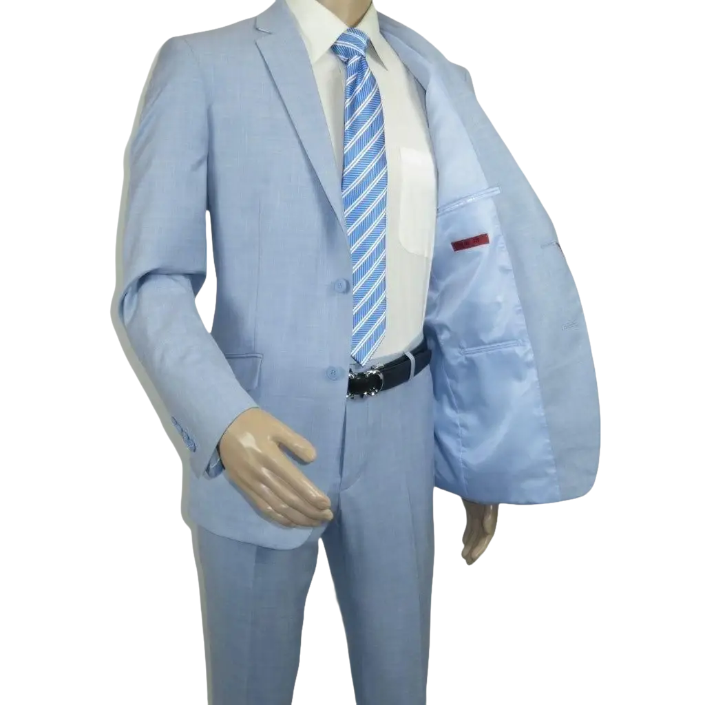 Men RENOIR suit Solid 2 Button Business Formal All Purpose Slim Fit 203 - 9 Blue - J.Valintin Men's Wear Legend - 97617
