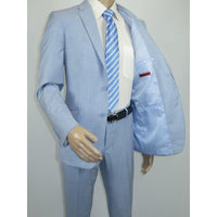 Men RENOIR suit Solid 2 Button Business Formal All Purpose Slim Fit 203 - 9 Blue - J.Valintin Men's Wear Legend - 97617