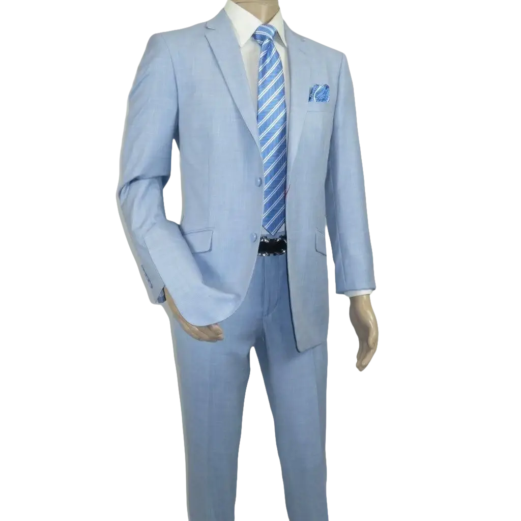Men RENOIR suit Solid 2 Button Business Formal All Purpose Slim Fit 203 - 9 Blue - J.Valintin Men's Wear Legend - 97617