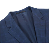 Men RENOIR suit Solid 2Button Business Formal Slim Fit 292 - 6 Window Pane Plaid - J.Valintin Men's Wear Legend - 97651