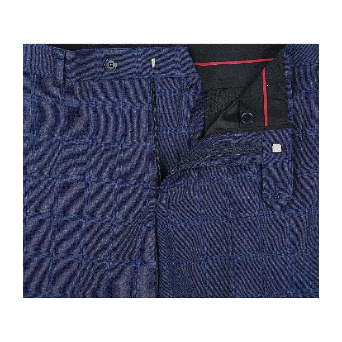 Men RENOIR suit Solid 2Button Business Formal Slim Fit 292 - 6 Window Pane Plaid - J.Valintin Men's Wear Legend - 97651