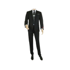 Men RENOIR Suit Solid Two Button Business Formal Classic Regular Fit 201 - 1 Black - J.Valintin Men's Wear Legend - 22369