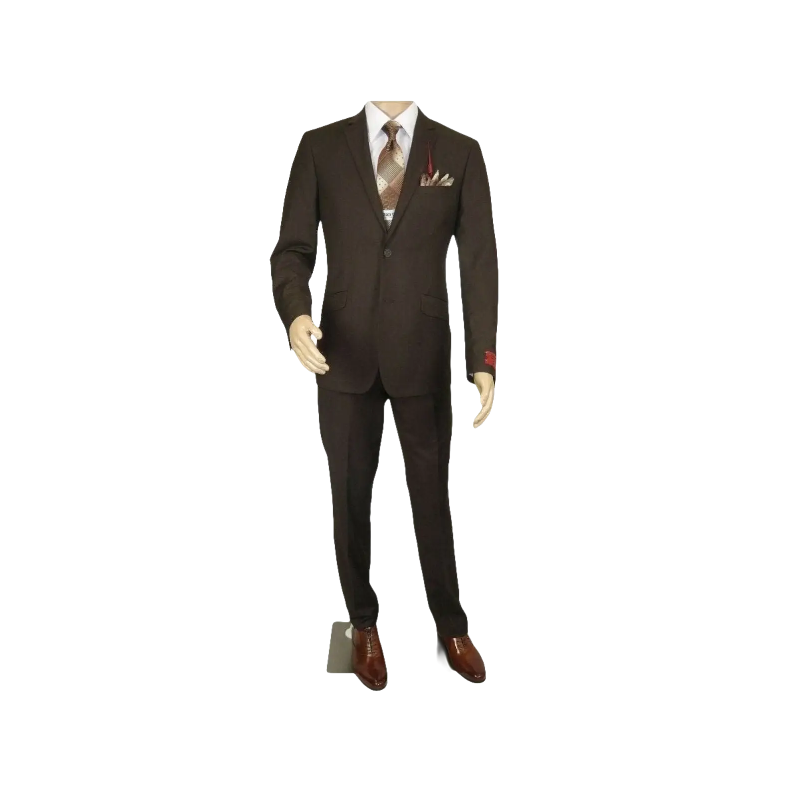Men RENOIR suit Solid Two Button Business Formal Year Round Slim Fit 201 - 5 Brown - J.Valintin Men's Wear Legend - 92223
