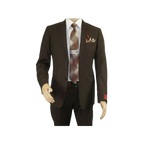 Men RENOIR suit Solid Two Button Business Formal Year Round Slim Fit 201 - 5 Brown - J.Valintin Men's Wear Legend - 92223