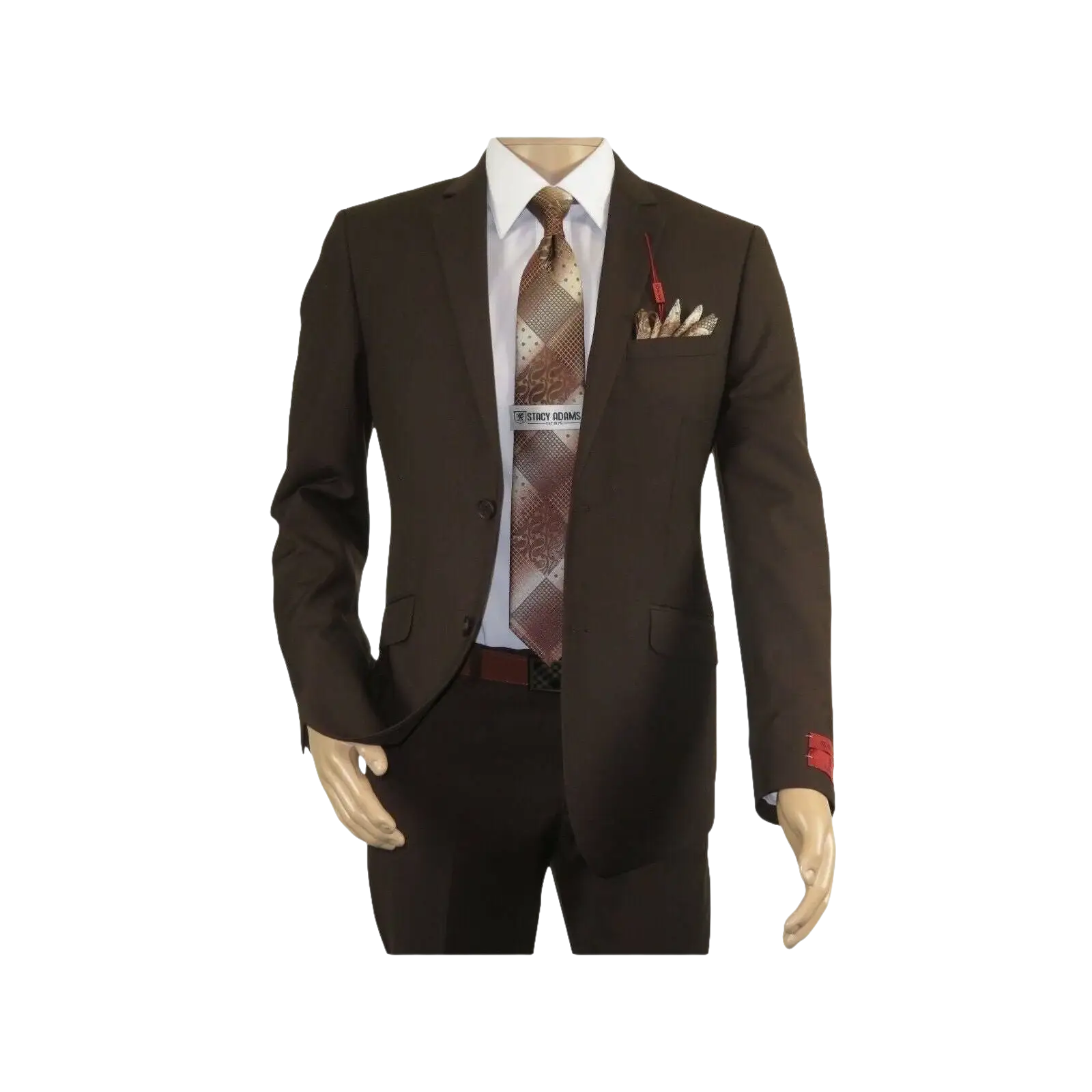 Men RENOIR suit Solid Two Button Business Formal Year Round Slim Fit 201 - 5 Brown - J.Valintin Men's Wear Legend - 92223