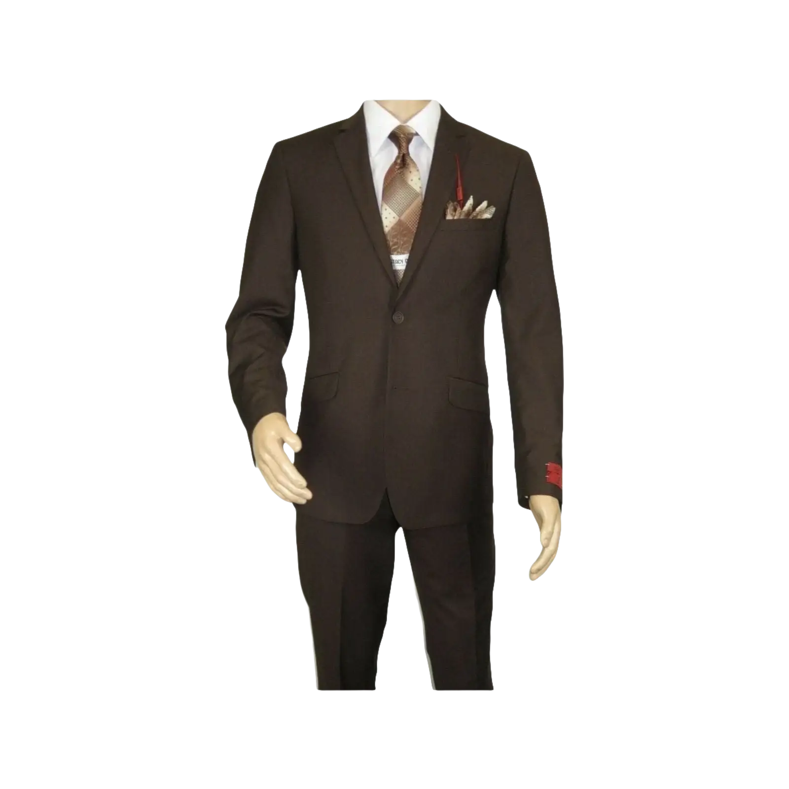 Men RENOIR suit Solid Two Button Business Formal Year Round Slim Fit 201 - 5 Brown - J.Valintin Men's Wear Legend - 92223