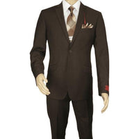 Men RENOIR suit Solid Two Button Business Formal Year Round Slim Fit 201 - 5 Brown - J.Valintin Men's Wear Legend - 92223