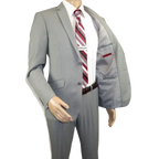 Men RENOIR suit Solid Two Button Business or Formal Slim Fit 202 - 2 Light gray - J.Valintin Men's Wear Legend - 202 - 2 - Lt Gray - 36S