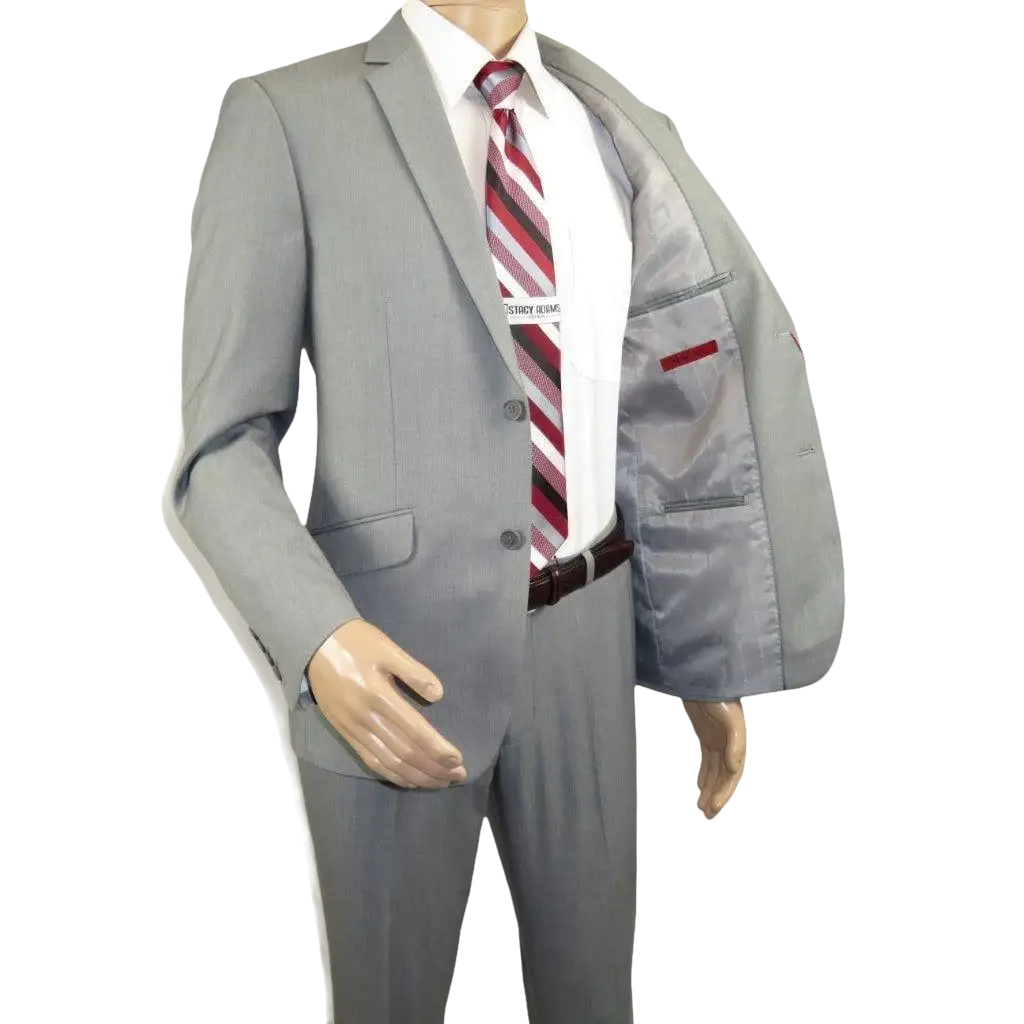 Men RENOIR suit Solid Two Button Business or Formal Slim Fit 202 - 2 Light gray - J.Valintin Men's Wear Legend - 202 - 2 - Lt Gray - 36S
