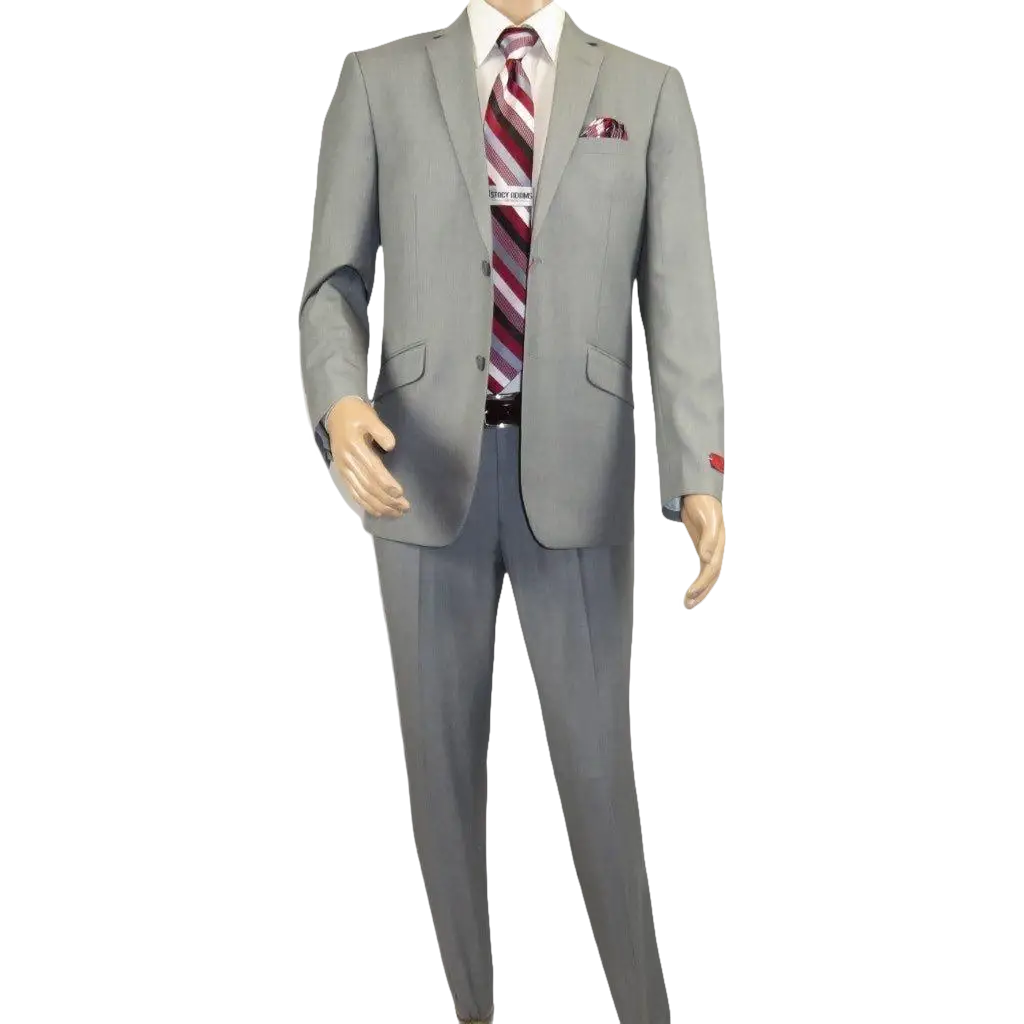 Men RENOIR suit Solid Two Button Business or Formal Slim Fit 202 - 2 Light gray - J.Valintin Men's Wear Legend - 202 - 2 - Lt Gray - 36S