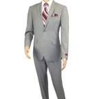 Men RENOIR suit Solid Two Button Business or Formal Slim Fit 202 - 2 Light gray - J.Valintin Men's Wear Legend - 202 - 2 - Lt Gray - 36S