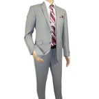 Men RENOIR suit Solid Two Button Business or Formal Slim Fit 202 - 2 Light gray - J.Valintin Men's Wear Legend - 202 - 2 - Lt Gray - 36S