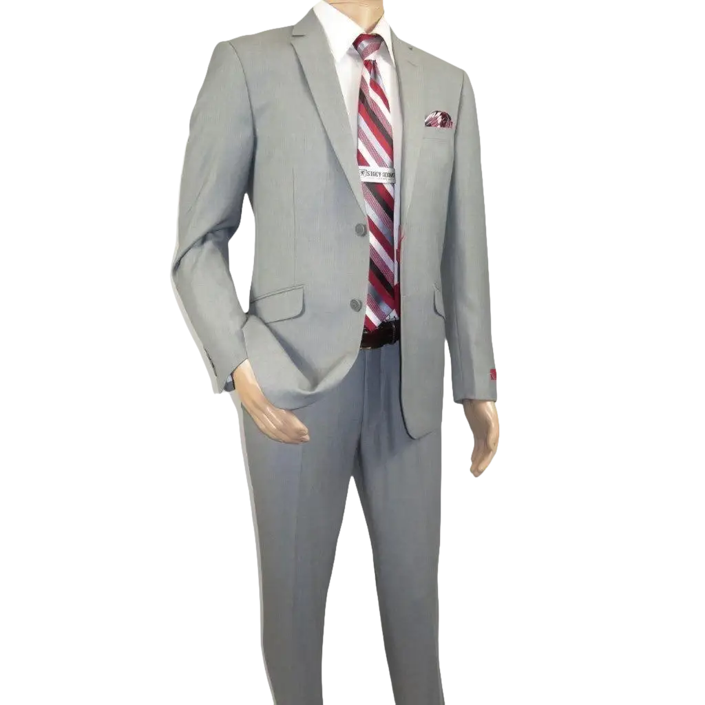 Men RENOIR suit Solid Two Button Business or Formal Slim Fit 202 - 2 Light gray - J.Valintin Men's Wear Legend - 202 - 2 - Lt Gray - 36S