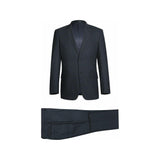 Men Renoir Suit Super 140 Wool Side Vent Slim Fit English Plaid 559 - 3 Navy Blue - J.Valintin Men's Wear Legend - 19049