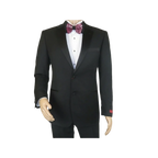 Men Renoir Tuxedo Two Button Notch Formal Satin Lapel Classic Fit 201 - 1 Black - J.Valintin Men's Wear Legend - 21662