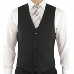 Men RENOIR Vest Wool 140 Adjustable ,V-Neck 2 Pocket Fully lined 555-3 Charcoal