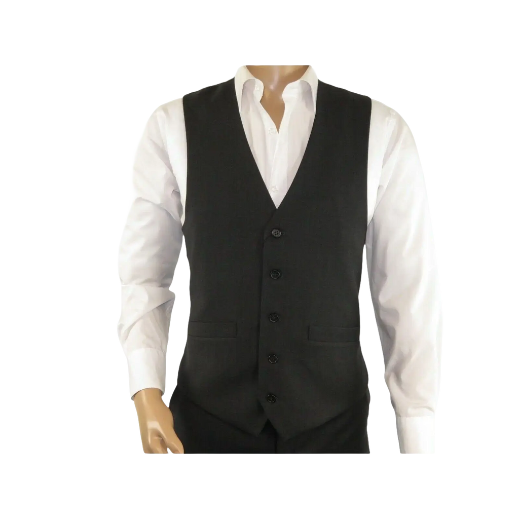 Men RENOIR Vest Wool 140 Adjustable ,V - Neck 2 Pocket Fully lined 555 - 3 Charcoal - J.Valintin Men's Wear Legend - 80089