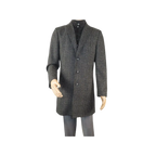 Men RENOIR Wool Blend Black White Plaid 3/4 Length Winter Coat W/Liner 43 - 18 - 095 - J.Valintin Men's Wear Legend - 19053