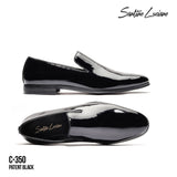 Men Santino Luciano Formal Shoes Patent Leather Shiny Slip on Loafer C350 Black - J.Valintin Men's Wear Legend - 99021