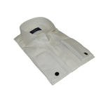 Men Sateen Cotton Blend Shirt Manschett Quesste Turkey Slim Fit 4130 - 02 Ivory - J.Valintin Men's Wear Legend - 96945