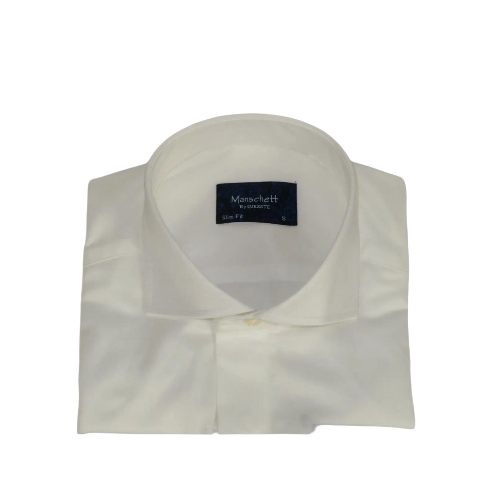 Men Sateen Cotton Blend Shirt Manschett Quesste Turkey Slim Fit 4130 - 02 Ivory - J.Valintin Men's Wear Legend - 96945